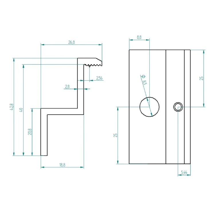 [RDY] Grapa final H40 L50 con pin de puesta a tierra aluminio PV-03-80 (2)