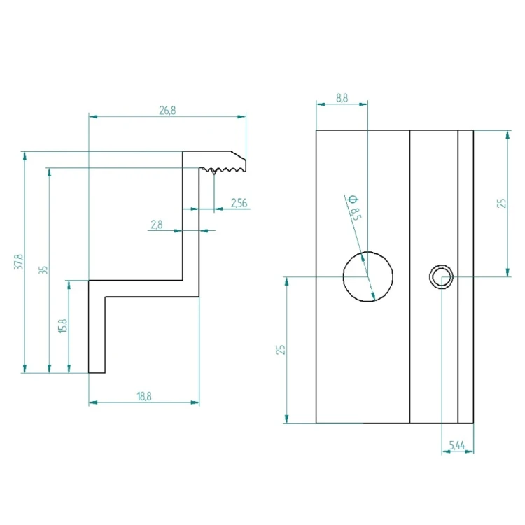 [RDY] Grapa terminal H35 L50 - sin tratar con pin de puesta a tierra PV-03-38 (2)
