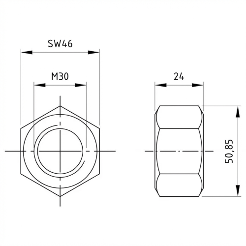 Tuerca hexagonal M30 DIN 934 A2-50 000-059 (2)