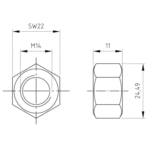 Tuerca hexagonal M14 DIN 934 A4-80 000-072 (2)