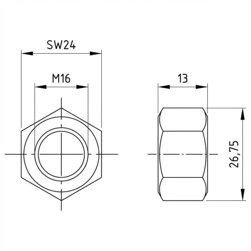 Tuerca hexagonal M16 DIN 934 A4-80 000-073 (3)