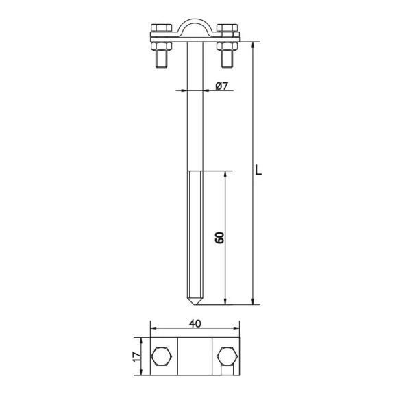 Soporte para alambre atornillable h=12cm galvanizado electrolítico 000-150 (2)