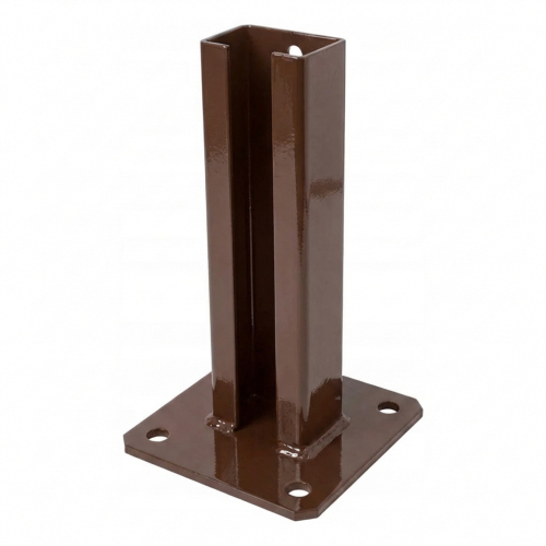 Base para poste de valla 60x40 marrón RAL 8017 galvanizada 000-154 (1)