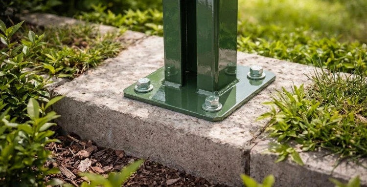 Base para poste de valla 60x40 verde RAL 6005 galvanizada 000-155 (3)