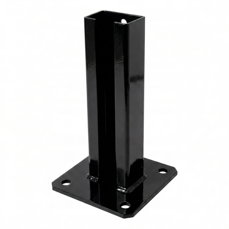 Base para poste de valla 60x40 negra RAL 9005 galvanizada 000-153 (1)