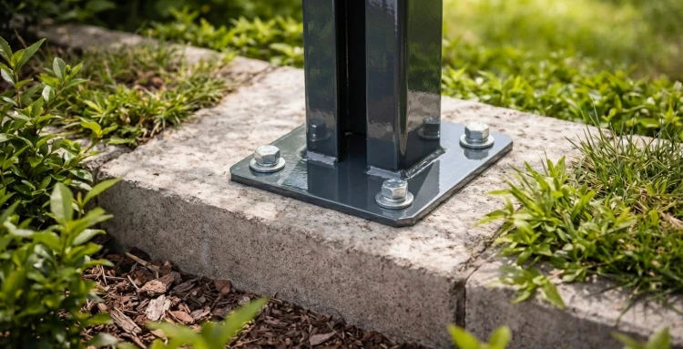 Base para poste de valla 60x40 antracita RAL 7016 galvanizada 000-152 (3)