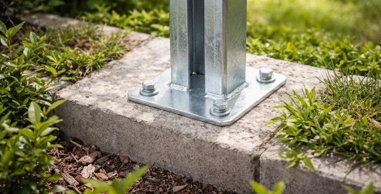 Base para poste de valla 60x40 galvanizada 000-151 (3)