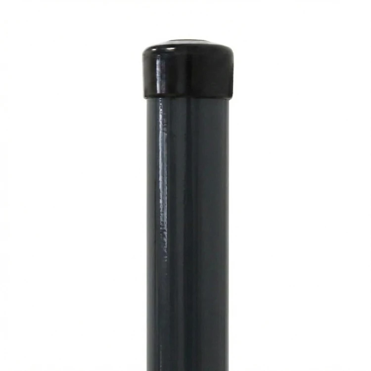 Poste de valla Fi 48,3x1,5, longitud 2,3 m, grafito RAL 7016 000-227 (1)