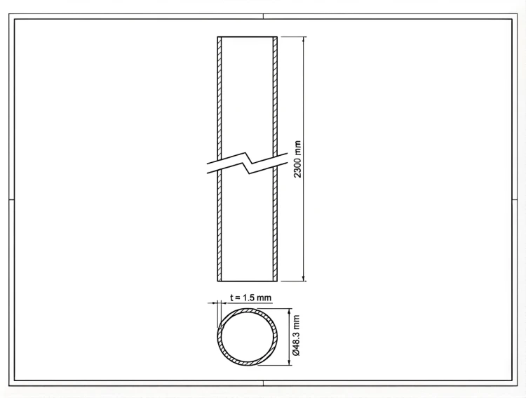Poste de valla Fi 48,3x1,5, longitud 2,3 m, grafito RAL 7016 000-227 (2)