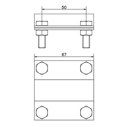 Conector de puesta a tierra 2 placas varilla B hasta 40 mm, Ø 20 mm PV-24-03 (2)