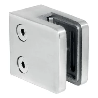 Soporte para vidrio 45x45x26 mm, vidrio 6-10,76 mm, AISI 304, sistema plano, satinado