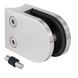 Soporte para vidrio 50x40x26 mm con pin, vidrio 6-10,76 mm, AISI 304, sistema 42,4 mm, satinado