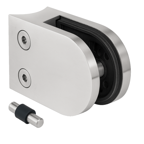 Soporte para vidrio 50x40x26 mm con pin, vidrio 6-10,76 mm, AISI 304, sistema 42,4 mm, satinado 000-265 (1)