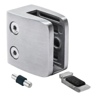 Soporte para vidrio 8-12,76 mm 52x52x32 mm ménsula y pin AISI 304 sistema plano satinado