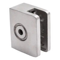 Soporte de vidrio final 60x50x28 mm vidrio 8-10 mm, AISI 304 satinado sistema plano