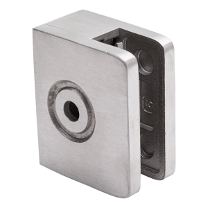Soporte de vidrio final 60x50x28 mm vidrio 8-10 mm, AISI 304 satinado sistema plano