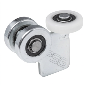 Carro de 3 ruedas para puertas colgantes para perfil 60x60 mm 2 ruedas de acero + 1 rueda de plástico