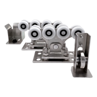 Paquete de carros para perfil 68x68 mm con ruedas de plástico, con rodillo y soporte de tope