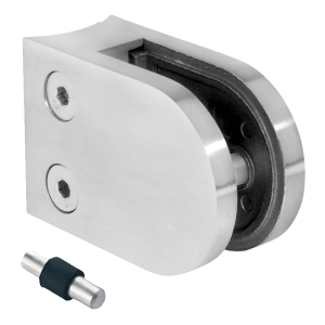 Soporte para vidrio 50x40x26 mm con pin, vidrio 6-10,76 mm, AISI 304, sistema 42,4, brillo