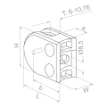 Soporte para vidrio 50x40x26 mm con pin, vidrio 6-10,76 mm, AISI 304, sistema 42,4, brillo 000-264 (3)