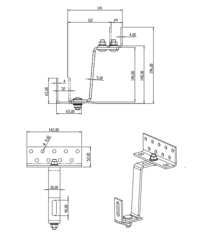 Gancho de techo Vario 3x regulable acero inoxidable 1.4016 L145 PV-08-11-H17 (1)