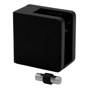 Soporte para vidrio 45x45x26 mm para superficie plana con escuadra negro