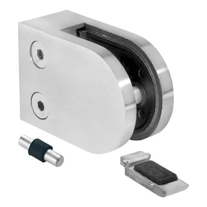 Soporte para vidrio 6-12,76 mm 63x45x30 mm ménsula y pin AISI 304 sistema plano satinado