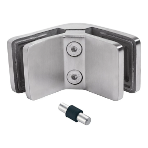 Soporte para vidrio 6-12,76 mm 90° cuadrado 72x45x30 mm pin AISI 304 satinado