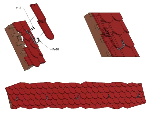 Gancho de techo 291mm para tejados inclinados - Acero inoxidable (Azulejo de castor) PV-08-19 (1)