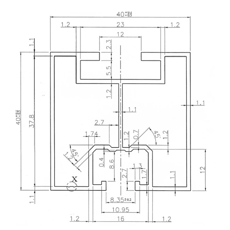 Perfil de aluminio 235cm 40x40 para tornillos de martillo Anodizado PV-01-19-AN (3)