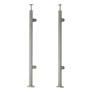 Poste terminal derecho/izquierdo ø 42,4x1060mm AISI304 2 soportes para vidrio de suelo