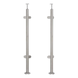 Poste de barandilla de esquina para vidrio ø 42,4x1060/1102,4mm 4 sujeciones pulido