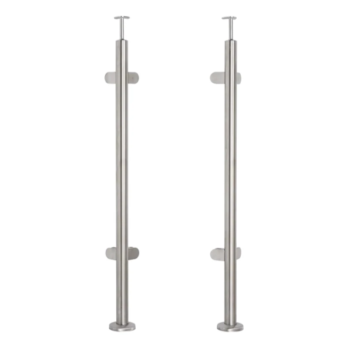Poste de barandilla esquinero para vidrio ø 42,4x1060/1102,4mm 4 soportes pulido 000-559 (1)