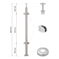 Poste de barandilla esquinero para vidrio ø 42,4x1060/1102,4mm 4 soportes pulido 000-559 (2)