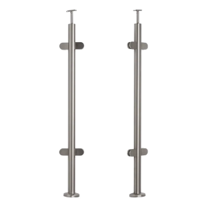 Poste intermedio de barandilla ø 42,4x1060/1102,4 mm/ 4 sujeciones para vidrio