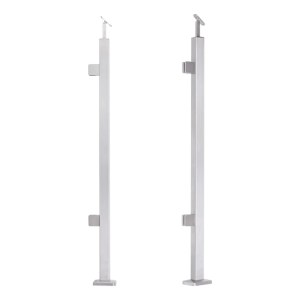 Poste de barandilla terminal izquierdo 40x40x1060/1100mm 2 soportes para vidrio