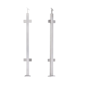 Poste intermedio de barandilla 40x40x1060/1100mm 4 sujeciones para vidrio AISI 304