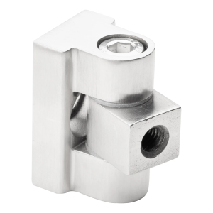 Bisagra 180° para fijación de vidrio 45 x 45 x 26 mm AISI304, satinado