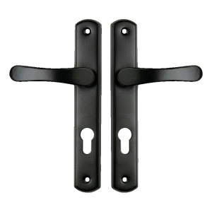 Manilla de puerta Yale con placa bisagra negra – distancia entre ejes 72 mm