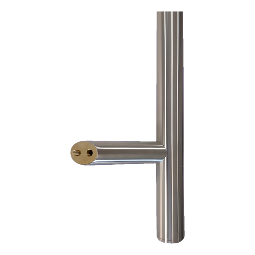 Tirador de puerta unilateral redondo ø32 × 1200 mm – acero AISI 304, satinado, montaje 45° 000-719 (2)