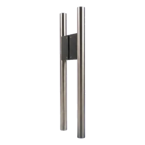 Tirador de puerta bilateral redondo 30x500 mm – acero inoxidable AISI 304, soporte negro