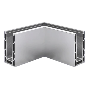 Kozza KE100 – perfil U esquinero exterior 90° para barandillas de cristal continuo, aluminio, anodizado mate