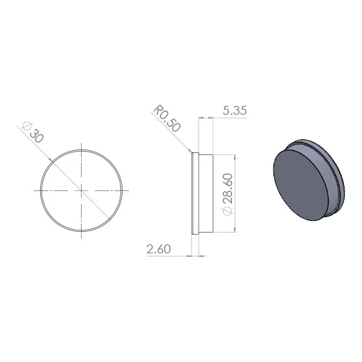 Tapón de aluminio Kozza para perfiles de barandillas de cristal completo KE 105 / KE 115 – anodizado mate 000-847 (3)