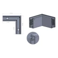 Kozza KE100 – perfil U esquinero interior 90° para barandillas completamente acristaladas, fijación desde arriba 000-854 (2)