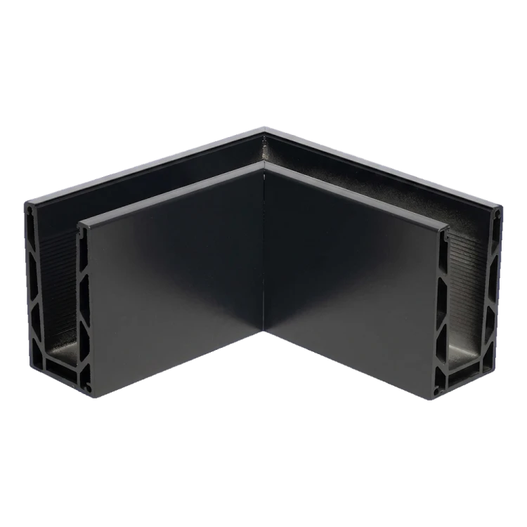 Kozza KE 100 – perfil U esquinero interior 90° para barandillas completamente acristaladas, gris oscuro 000-855 (1)