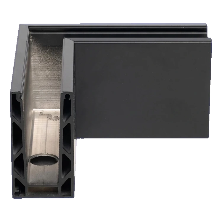 Kozza KE 100 – perfil U esquinero exterior 90° para barandillas de vidrio completo, gris oscuro RAL 7021 000-858 (3)