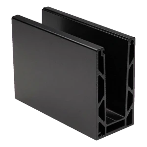 Kozza KE 100 – perfil U para barandillas totalmente acristaladas 5000 mm negro, fijación desde arriba