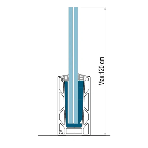 Kozza KE 100 – perfil U para barandillas totalmente acristaladas 5000 mm negro, fijación desde arriba 000-861 (2)