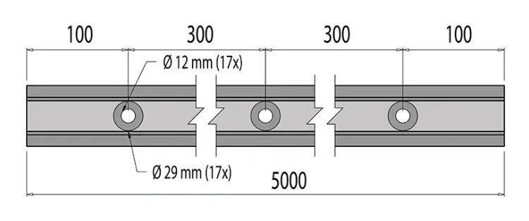 Kozza KE 100 – perfil U para barandillas totalmente acristaladas 5000 mm negro, fijación desde arriba 000-861 (6)