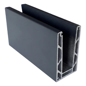 Kozza KE 100 – perfil U para barandillas de vidrio completas 5000 mm gris oscuro